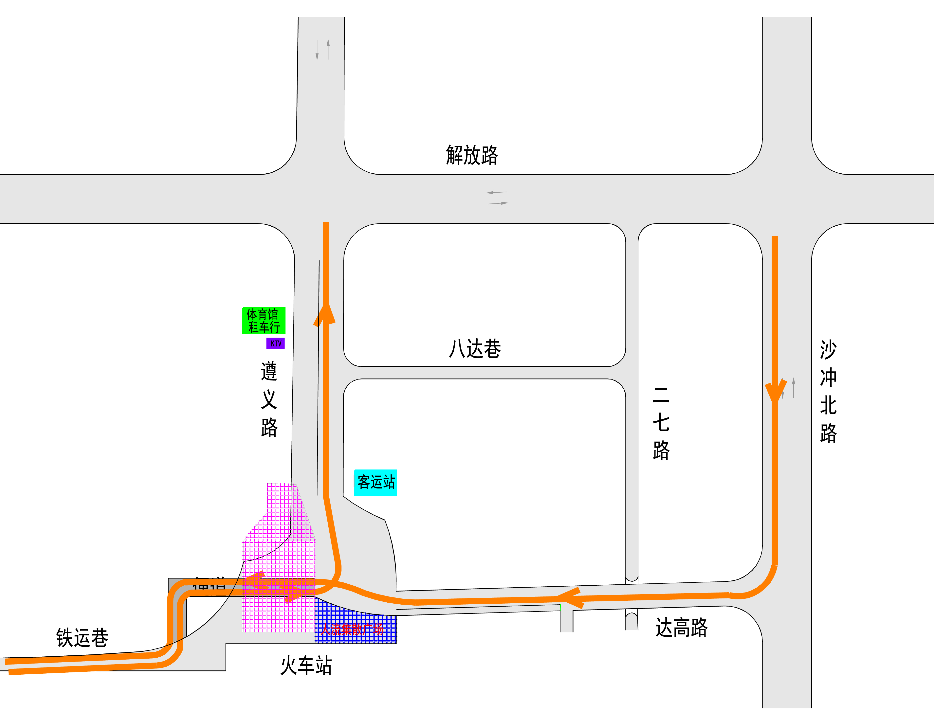 轨道交通1号线火车站站围挡施工期间交通示意图